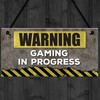 RED OCEAN Warning Gaming In Progress Hanging Plaque Man Cave