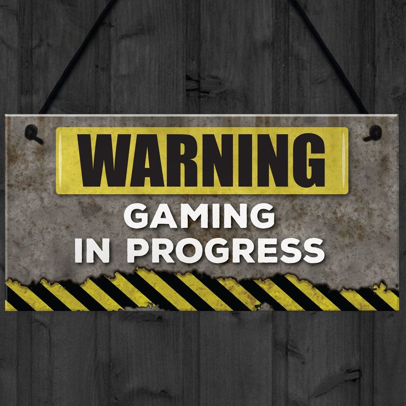 RED OCEAN Warning Gaming In Progress Hanging Plaque Man Cave