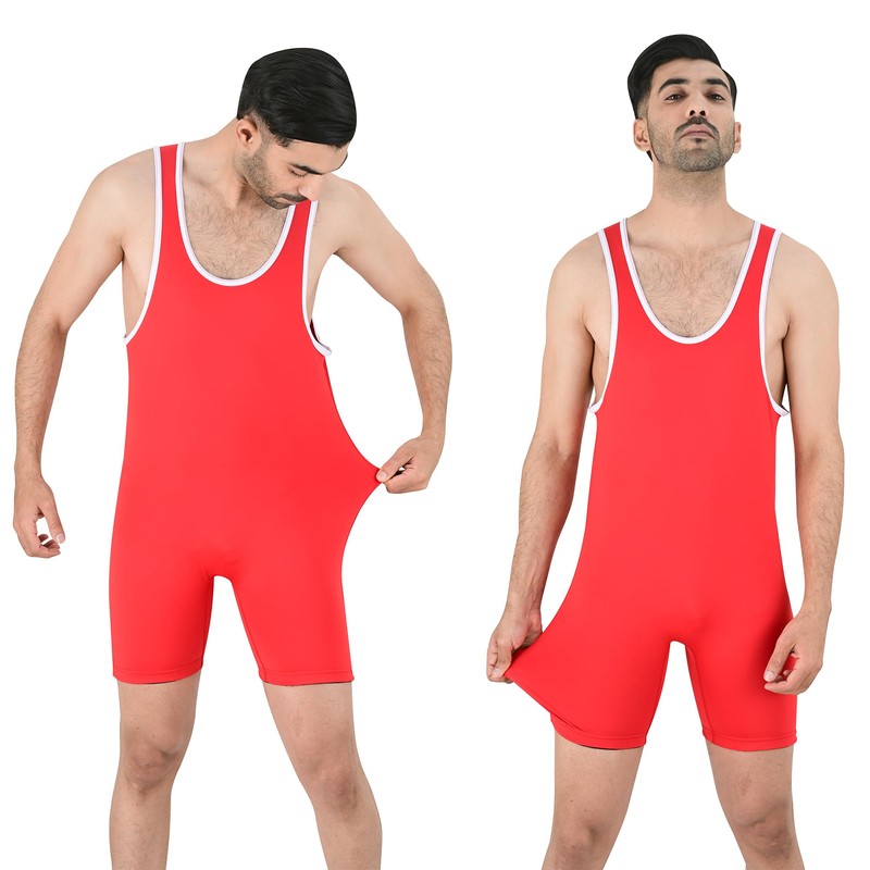 2BOLD Wrestling Singlets For Men (Red, Small, Simple)