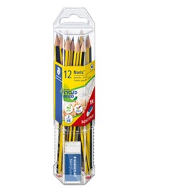 Staedtler Noris 61 120P1 Pencil Promotional Set 12 Pencils with Free Mars Plastic Eraser