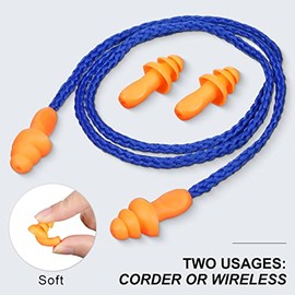 Tapones de Silicona Suave con Cable - 200 Pares Reutilizables con Cordón para Dormir, Protección Auditiva y Cancelación de Ruido para Trabajo, Constru