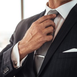 Tie Clip, Pack of 2 Tie Clips, Men's Tie Accessories, Classic Gift Set, Tie Clip for Long or Short Styles, Tie Wedding, Business Clips (Silver Gold), Steel, Cinnabar