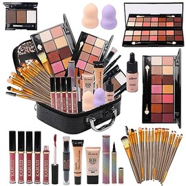MTDXILTAI- Kit de maquillaje todo en uno para bolsa de almacenamiento de maquillaje 2X14 colores Paleta de sombras de ojos Base líquida Delineador de ojos