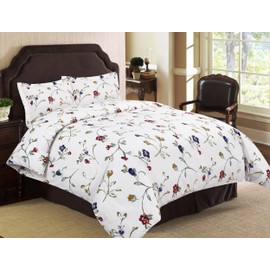 Tribeca Living Flannel Floral Garden Printed 170 GSM Duvet Cover Set, King/California King Multicolored , TLFLFG170DSKI