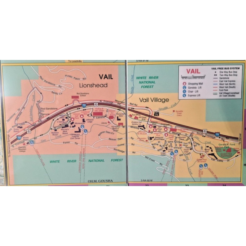 Aspen/Vail, Colorado - Gousha Laminated Fastmap