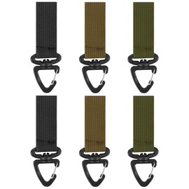 TOCCOOL 6Pcs Tactical Hook Clip - Reusable Adhesive Hook Tape & 360° Swivel Carabiner for Camping Gear, Backpack, Hiking, Fishing, Outdoor Accessories (Black/Khaki/Military Green)