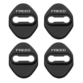 SAWAKAKI Honda New Freed GT Series Dedicated Door Striker Cover Door Lock Cover with Logo Rust Resistant Metal Custom Parts Set of 4 (Black)