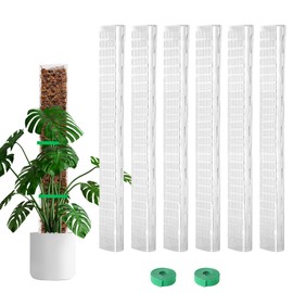 Bluepro 24 Inch 6 Pcs Plastic Moss Pole for Plants Monstera, 6×24'' Plant Poles for Climbing Plants, Plant Support for Indoor Plants Work with Sphagnum Moss
