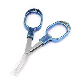 Motanar Pack of 2 Folding Safety Scissors Foldable Pocket Sharp Blade Travel Scissors Cutter - Can Hang on Your Key Chain (Blue)