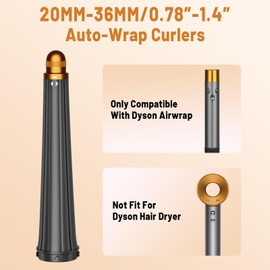 ZEPHBLOW Hair Long Conical Barrel for Dyson Airwrap, 0.78-1.4Inch/ 20-36mm Conical Long Curling Barrels Compatible with Airwrap HS01/05, Self-Curling Hair Roller Curlers Attachment, Gold