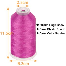 New brothread - Bobina individual enorme de 5000 m cada hilo de poliéster para máquina de bordado de 40 W para máquinas comerciales y domésticas, color rosa flora