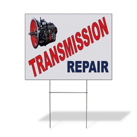Fastasticdeals Weatherproof Yard Sign Transmission Repair Red Blue Auto Car Shop Lawn Garden 18x12 Inches 2 Sides Print