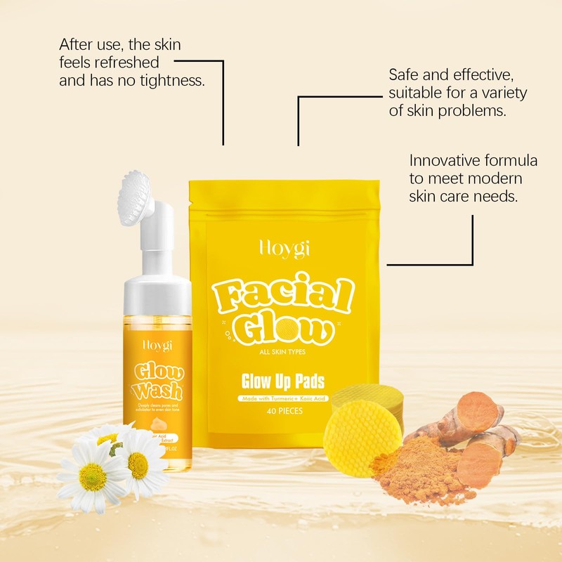 Facial Glow Set - Glow Wash, Glow Up Pads (40