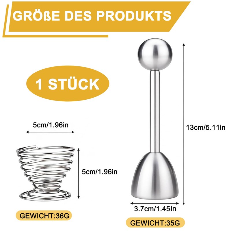 Edelstahl Eierköpfer Set, Eieröffner Werkzeug, Eierschneider, Eierpiekser, Eierlocher, Eierstecher Eipicker,
