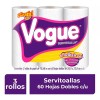 Vogue 3 Rollos Con 60 Hojas Toallas De Papel