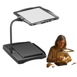 Rechargeable Lighted Magnifying Glass with Stand – Hands Free 5X Magnifier with LED Light for Crafting, Sewing, Hobbies, Electronics Repair, Reading for Seniors–Free Stable Base, Adjustable Angle