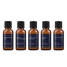 Mystic Moments | Citrus Essential Oil Gift Starter Pack 5x50ml | Lemon, Lime, Orange Sweet, Grapefruit, Petitgrain | Perfect as a Gift