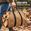 Waxed Canvas Firewood Carrier Bag with Reinforced Handles, Water-Resistant Log