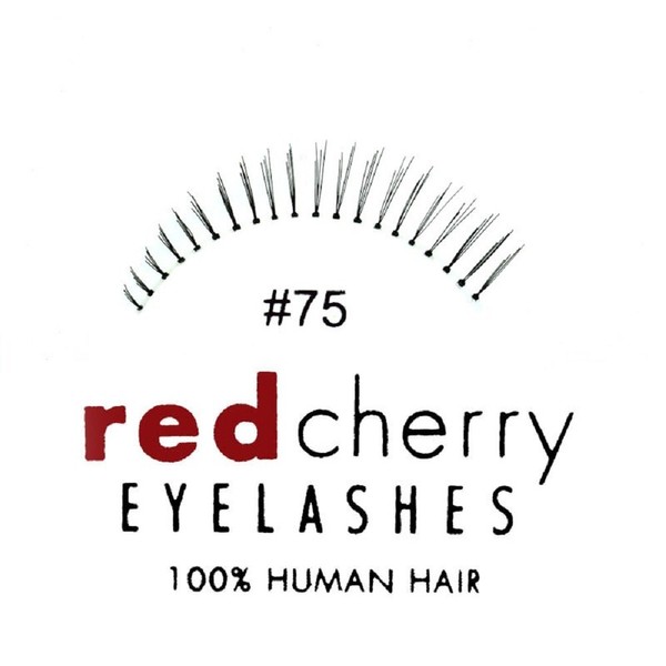 Red Cherry #75 False Eyelashes, Black, Bottom Lash (Pack of 6 Pairs)