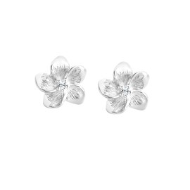 Elli Women's Frangipani Flower Earrings with Crystals Flower in 925 Sterling Silver, Sterling Silver, Crystal