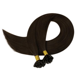 Easyouth Echthaar Extensions Bondings Braun Haar Extensions Echthaar Bondings Remy Menschenhaar Dunkelstes Braun Bonding Echthaar Extension für Vollere Haare Glatt 45 cm 50s 50g #2