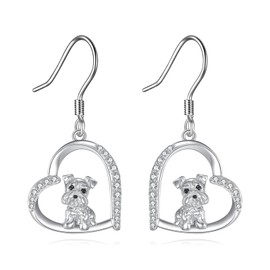 YAFEINI Schnauzer Earrings 925 Sterling Silver Schnauzer Dangle and Drop Earrings Schnauzer Dog Jewelry Gift for Women Schnauzer Lovers