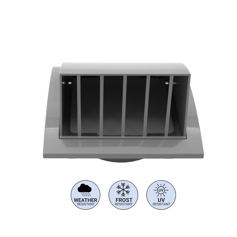 H&C VENT Grey Exhaust Hood Vent 190 mm with 125
