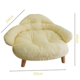 Dog Kitten Couch with Soft Removable Cushion, Portable Soft Couch Sofa, Luxury Plush Sofa Stool Bed, Elevated Nordic Pet Stool Chair, Pet Chair Bed, Relief and Improved Sleep (Yellow)