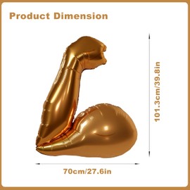 6Pcs Gold Bicep Foil Balloons Set for Gym Opening & Bodybuilding Celebration