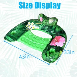 Inflatable Pool Float Chair - Pool Floating Chair Adult Pool Float Seat with Cup Holder and Headrest, Portable Lounge Floats (Tropical Plants, X-Large)