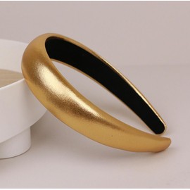 Gold Headband for Women Girls Padded Satin Headband Cute Hair Band Gold Headpiece Hair Accessories