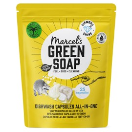 Marcel's Green Soap Dishwasher Capsules - Natural All-in-One Capsules - 99% Biodegradable - 100% Vegan - Palm Oil Free - 25 Capsules