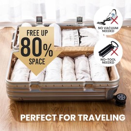 TAILI Small Vacuum Bags for Clothes Travel Vacuum Storage Bags 10 Pack Combo 5L, 5M Reusable Vacuum Storage Bags for Clothes Saves 80% of Storage Space Saver Bags for Clothes, Bedding, Moving