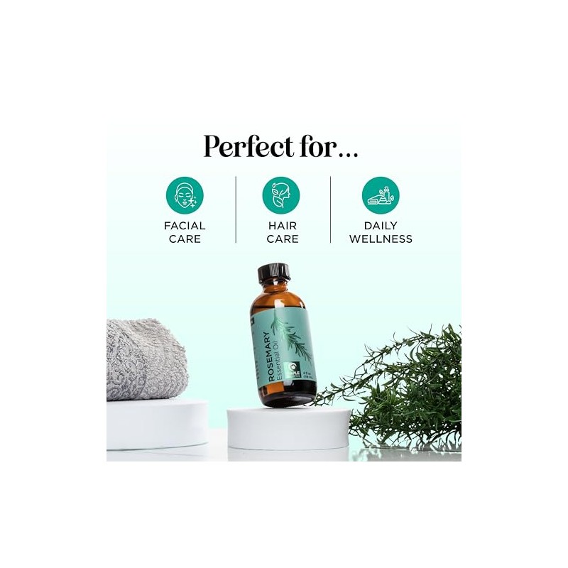 Maple Holistics Aceite esencial de romero sin diluir con cuentagotas