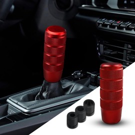 95mm/3.74" Car Shifter Knob, Aluminum Weighted Automotive Gear Shift Manual Knobs Lever with 3 Threaded Adapters M8 M10 M12 x 1.25, Universal Car Accessories for Most Automatic Manual Vehicle (Red)