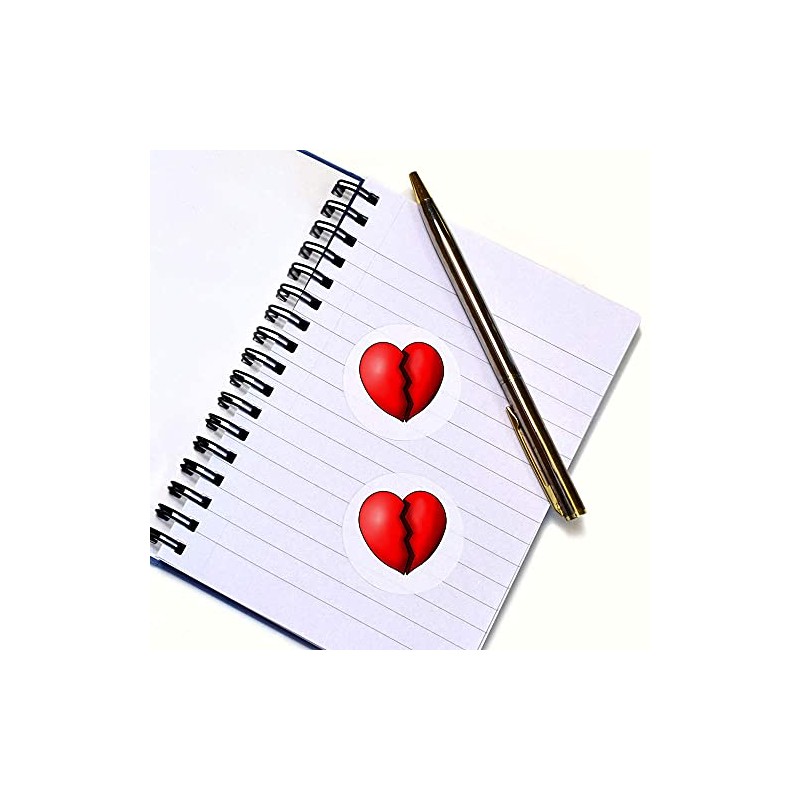 24 x 40mm Round 'Broken Heart' Stickers (SK00044908)