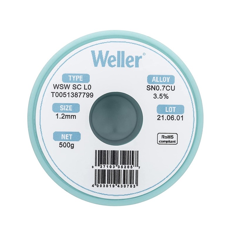 Weller WSW SC L0 (T0051387799) Lead-Free Solder Wire, Diameter 1.2