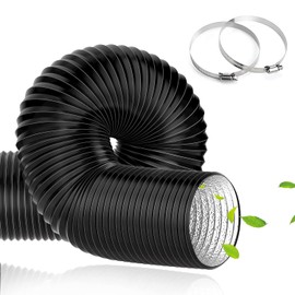 TEOV Exhaust Hose Diameter 125 mm Length 2 m PVC Aluminium Pipe Flex Hose Exhaust Hose with 2 Hose Clips Stainless Steel for Mobile Air Conditioning Extractor Fan Extractor Hood Ventilation System