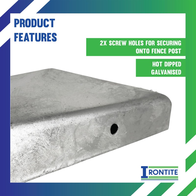 IRONTITE® 5 Pack Metal Fence Post Caps 4x4 Galvanised, Newel