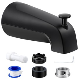 Dreyoo Tub Spout (Universal Fits 1/2" Copper Pipe, 1/2" IPS and 3/4" IPS), Bathroom Bathtub Faucet with Adapters and Hex Wrench(Matte Black,Simple)