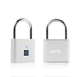 UMIK UMIKSMART Fingerprint Smart Padlock Combination Padlocks Candados, USB Rechargeable Waterproof Pad Lock for Toolbox Backpack Suitcase Luggage School Gym Locker Gate, Silver