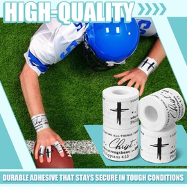 Geiserailie 8 Rolls Christian Cross Athletic Tape Gifts Bulk Bible Verse Sport Wrist Tapes White Hockey Football Gymnastics Volleyball Baseball Tape Adhesive 2 Inch Wide Ankle Finger Knee Wrap