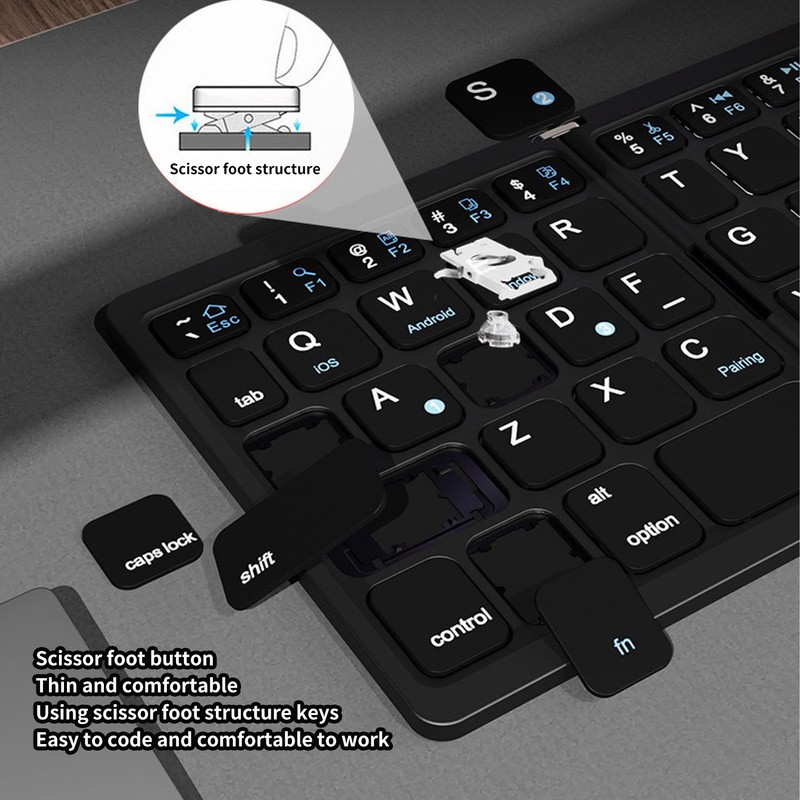 Foldable Bluetooth Keyboard Low Latency Bluetooth 5.1 Full Size Keyboard