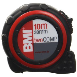 BMI 472041021"TWO COMP" Pocket Measuring Tape, White/Black/Red, 10 m x 25 mm