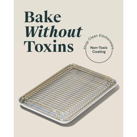 Caraway Non-Stick Ceramic Baking Sheet & Cooling Rack - Ceramic Coated - Non-Toxic, PTFE & PFOA Free - Perfect for Baking, Roasting, and More - Small (13" x 9") - White