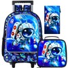 GXTVO Rolling Backpack for Boys, 3PCS Kids Roller Bookbag with