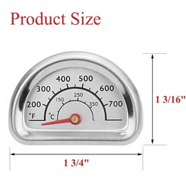 Hiorucet Termómetro de tapa de parrilla de repuesto para parrilla Charbroil 463271314, 463247412, 463247512, 463225315, 463434313, modelo de parrilla, pieza de repuesto para medidor de temperatura de parrilla de barbacoa para Char-Broil.