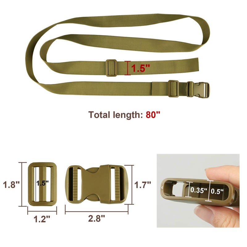 MAGARROW 65" 1.5" Utility Straps with Buckle Adjustable, 4-Pack (Tan