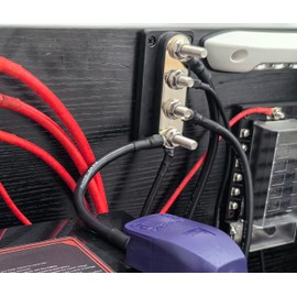 Gloaso 12 V Bus Bar Copper 300 A Heavy Duty Bus Bars 4 x M8 Bolts Power Distribution Block 12 Volt - 48 V DC, 300 Amp BusBar with Cover for Car Marine Van Solar Black