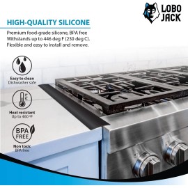 LoboJack Kitchen Stove Silicone Gap Covers - Heat Resistant, 21 Inches, Black (2 Pack)